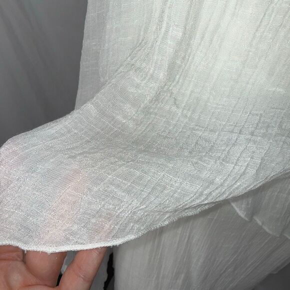 Exist White Crinkle Gauze Maxi Dress | Romantic Boho Layered Asymmetrical Beach - Picture 6 of 16